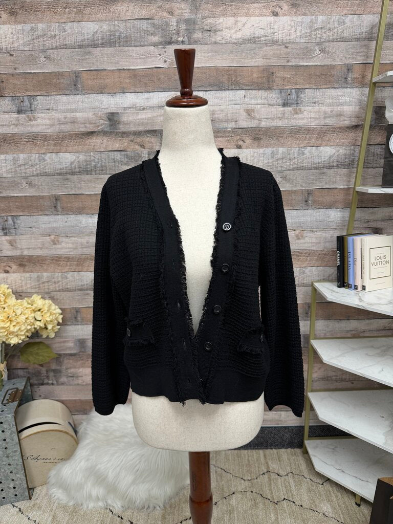 Adrianna Papell black open front textured jacket NWT