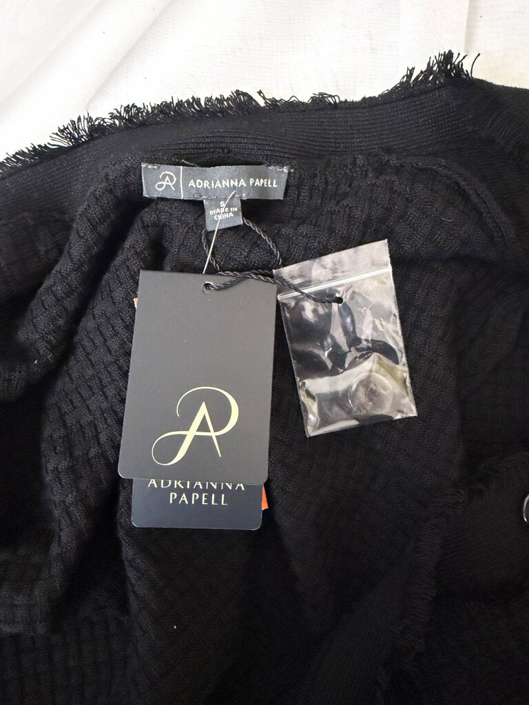 Adrianna Papell black open front textured jacket NWT