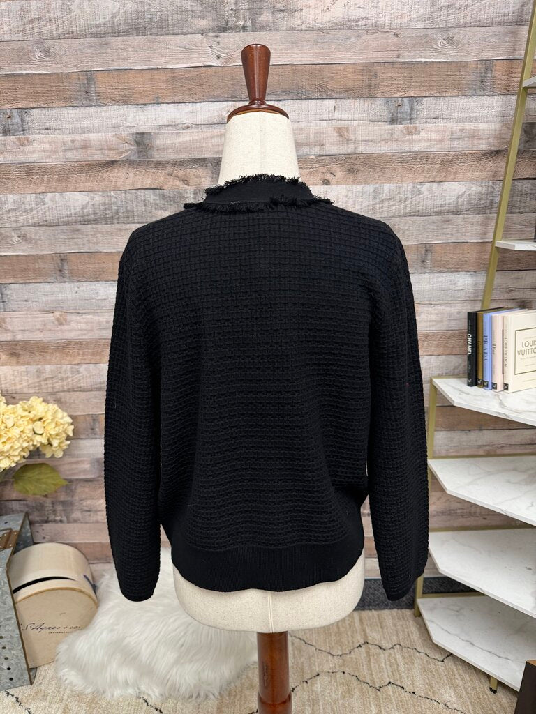 Adrianna Papell black open front textured jacket NWT