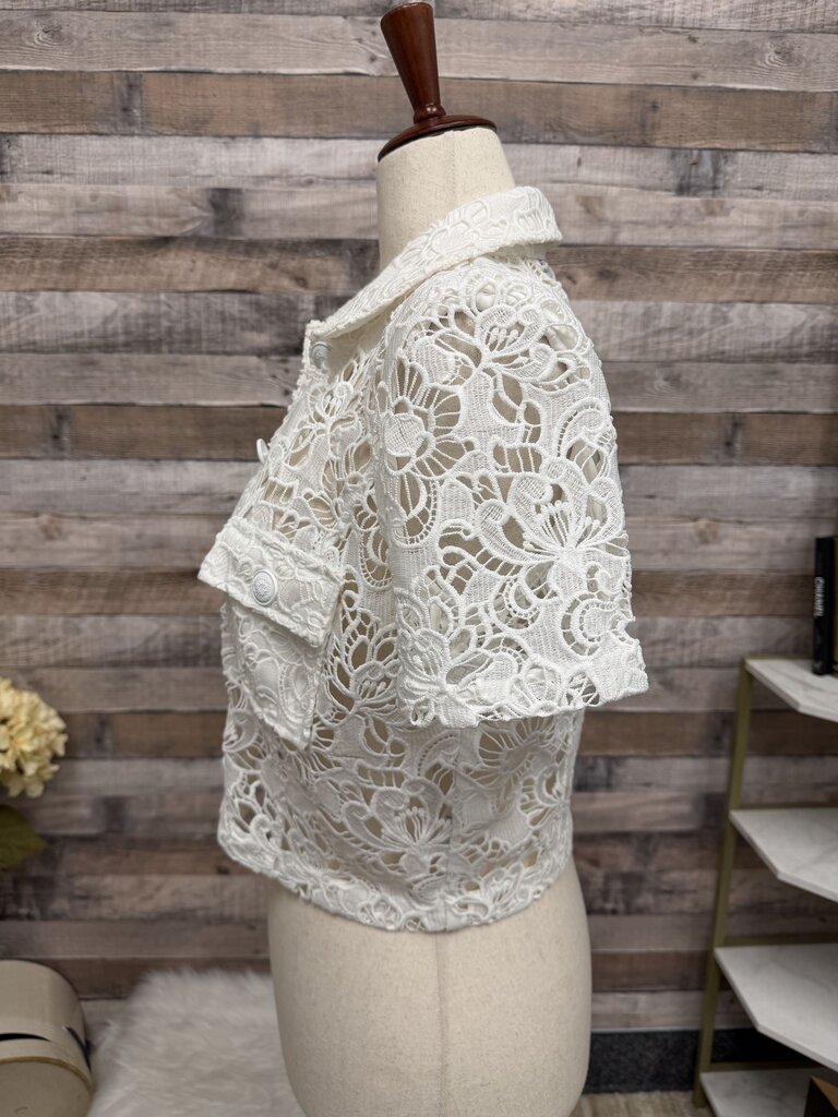 Black House/White Market short sleeve lace jacket NWT White House Black Market white 8P women TOPS