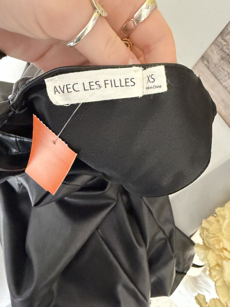 Avec Les Filles black faux leather mini dress
