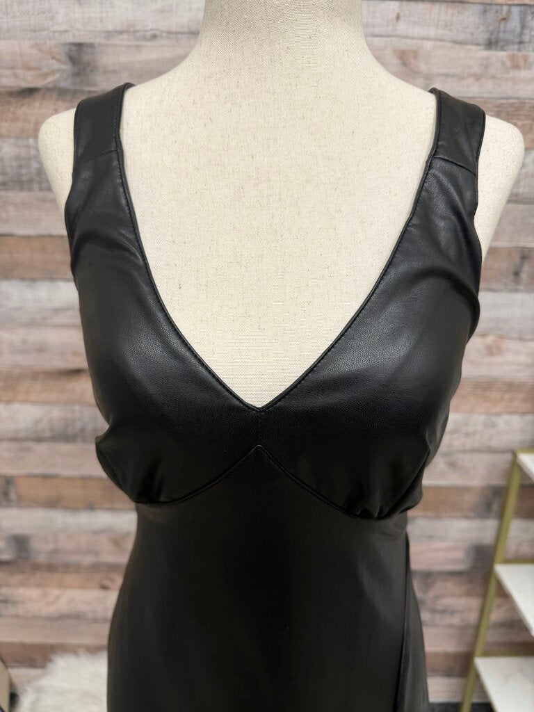 Avec Les Filles black faux leather mini dress