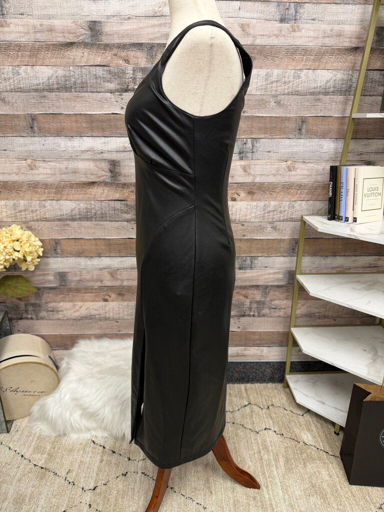Avec Les Filles black faux leather mini dress