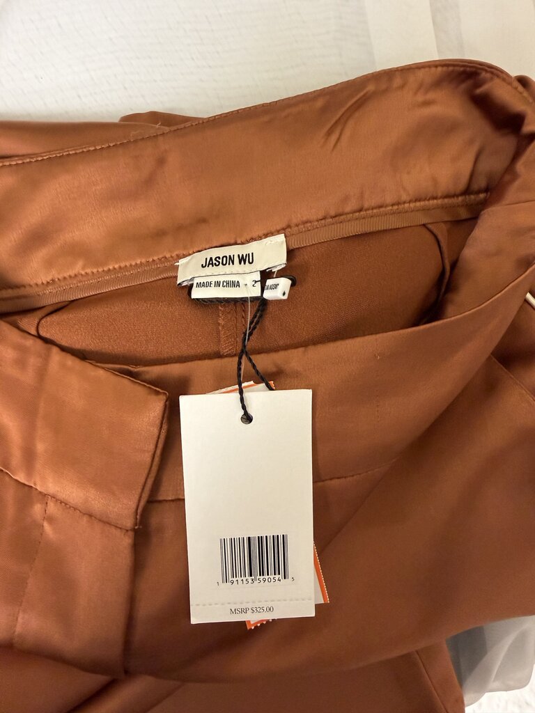 Jason Wu burnt orange with white stripe satin wide leg pant NWT