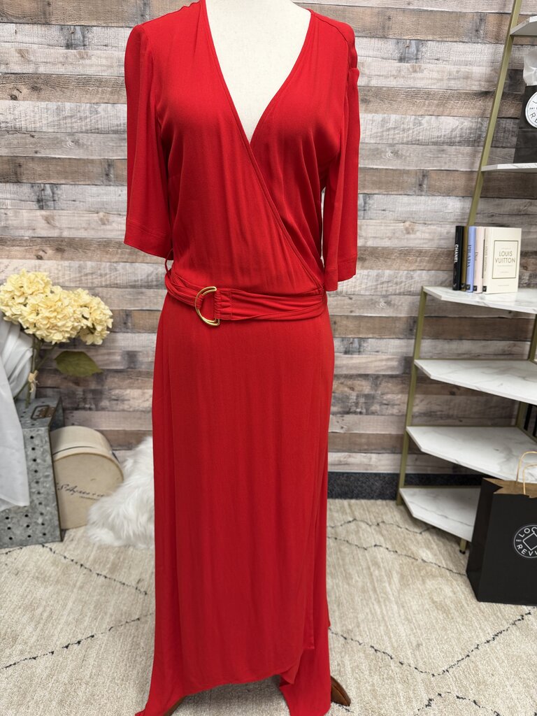 Banana republic red wrap style midi dress