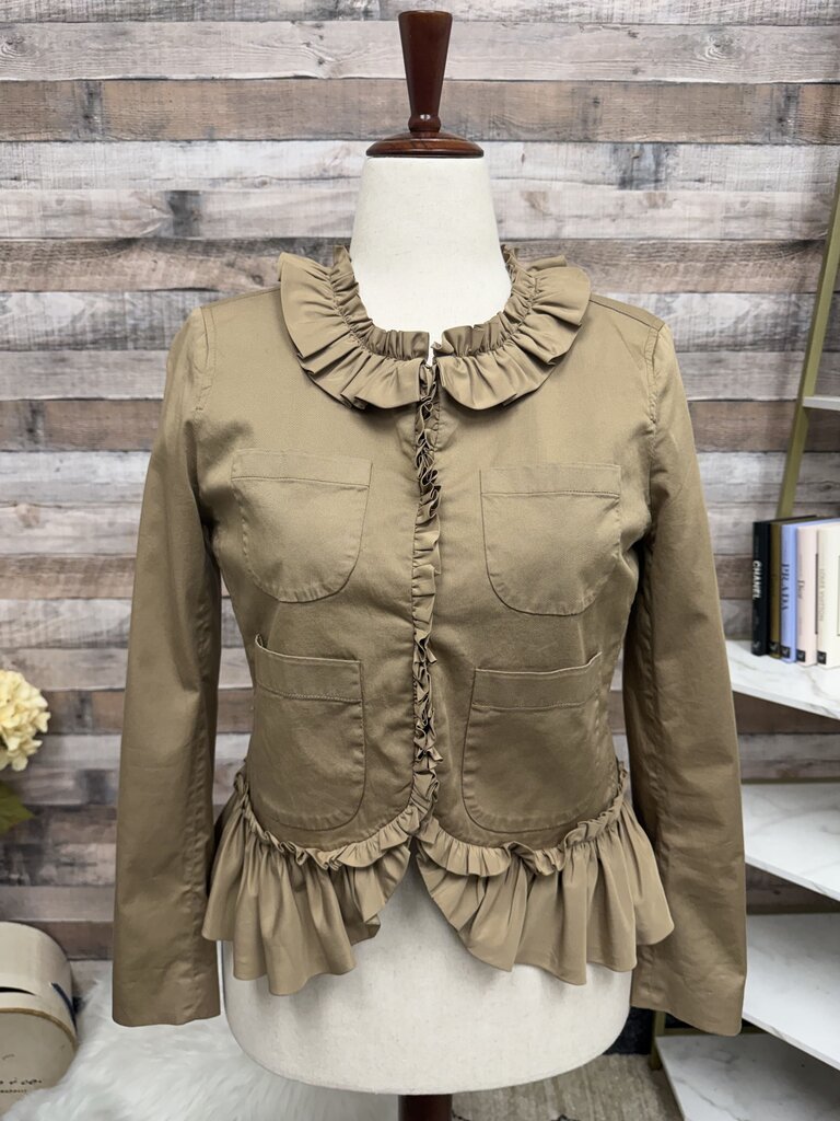 J Crew Tan Ruffle Chino Jacket