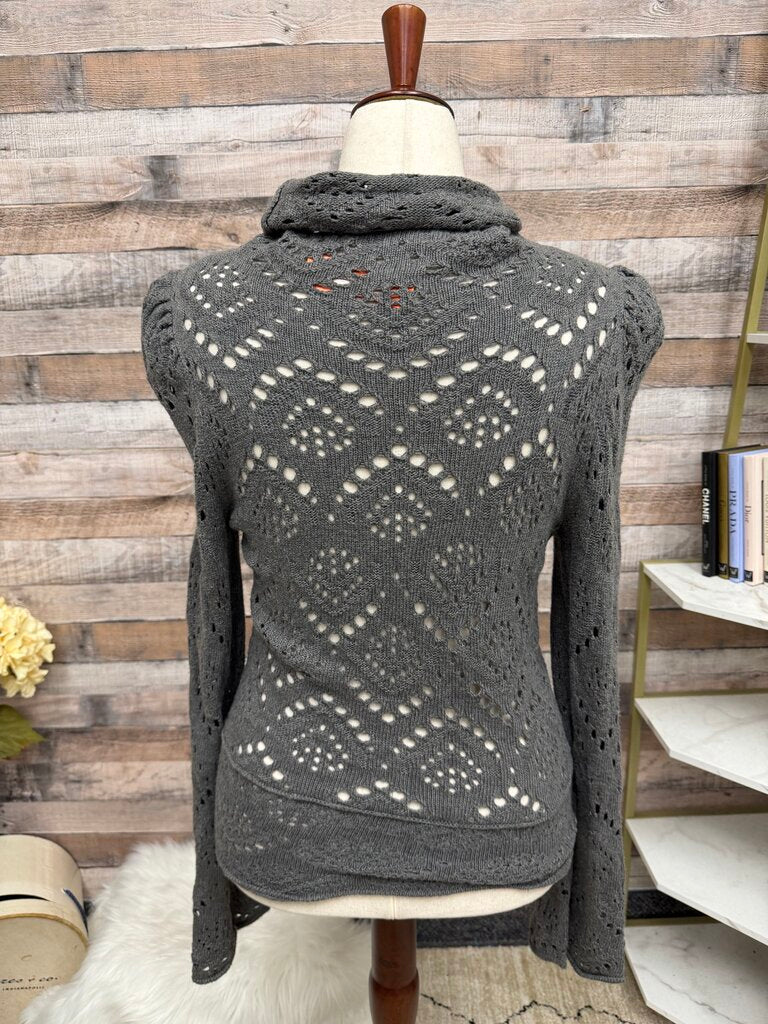 Free People gray open knit turtleneck sweater