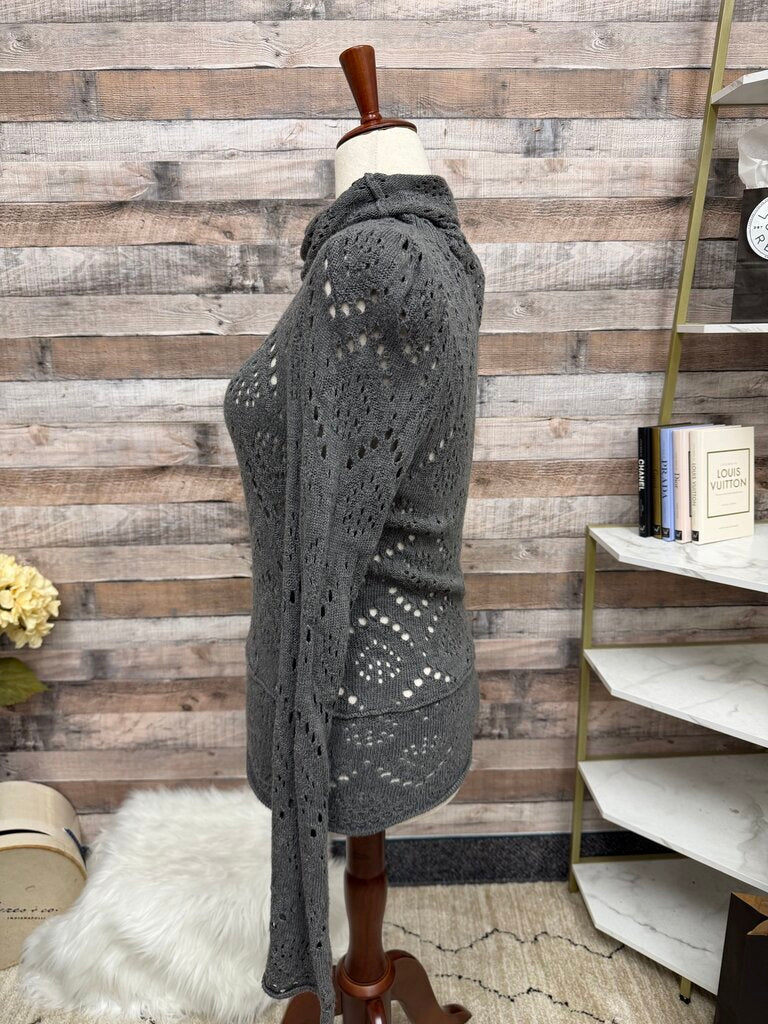 Free People gray open knit turtleneck sweater