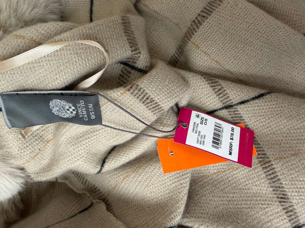 Vince Camuto brown poncho with faux fur trim NWT