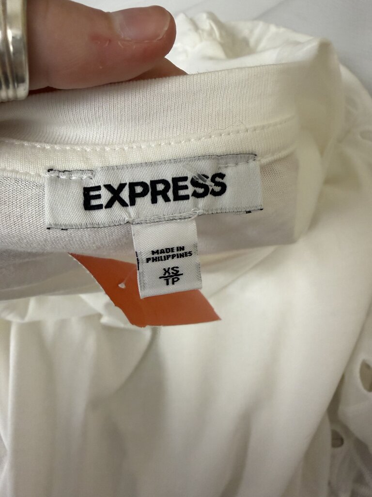 Express white eyelet lace sleeve detail