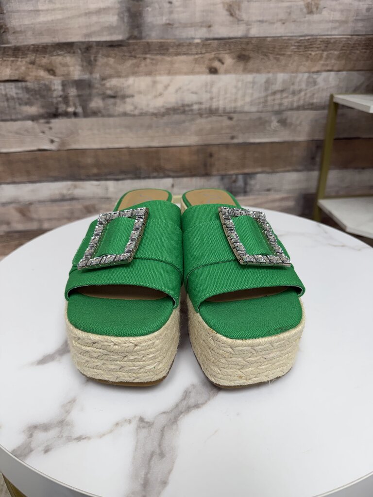 Sugar green canvas wedge sandals