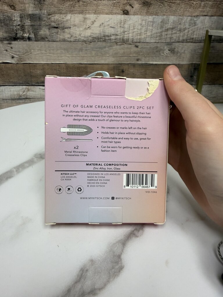 Kit-sch rhinestone crease less hair clips 2 piece set