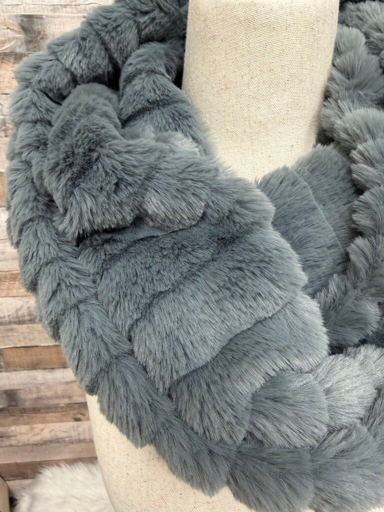 Top it Off Gray fuzzy wrap scarf