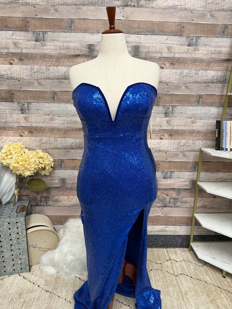 Emerald Sundae royal blue floor length evening gown