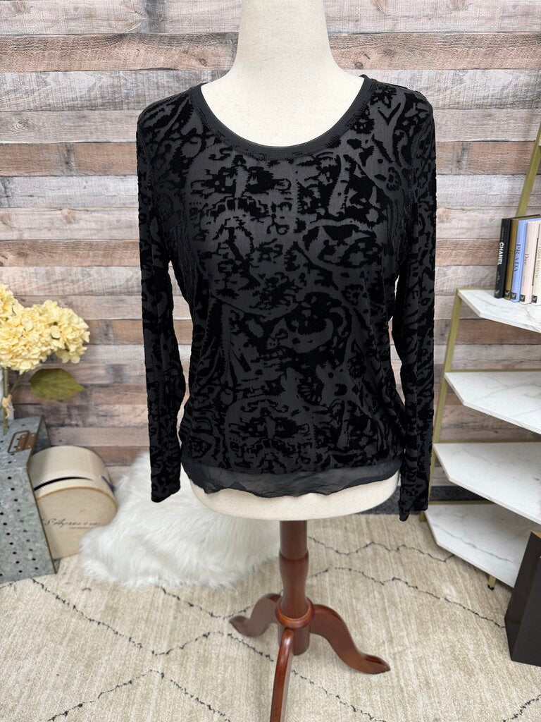 Simply Vera black velvet floral burnout top