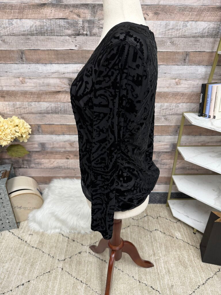 Simply Vera black velvet floral burnout top