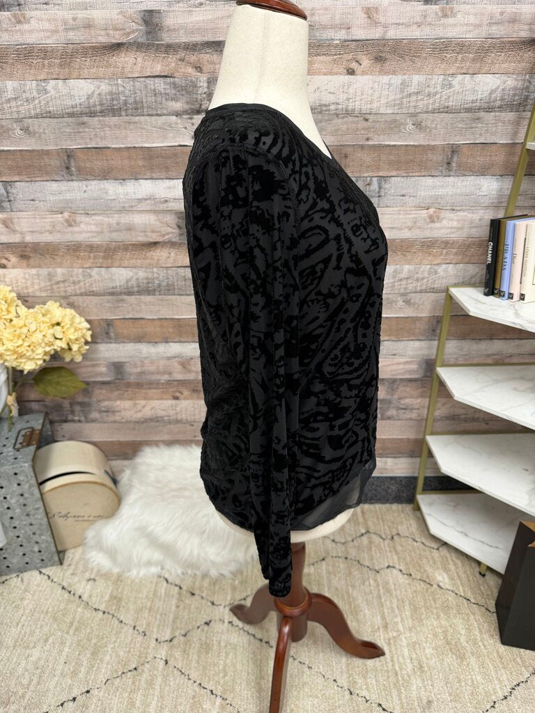 Simply Vera black velvet floral burnout top