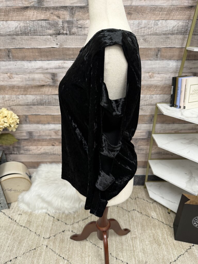 Forgotten Grace black velvet cold shoulder top