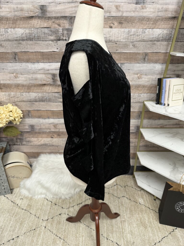 Forgotten Grace black velvet cold shoulder top