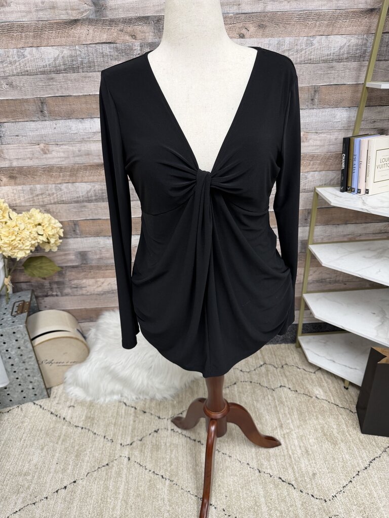 Daisy Fuentes black twist front v neck shirt Daisy Fuentes black large women TOPS