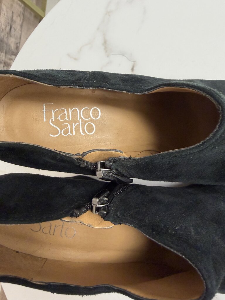 Franco Sarato black suede block heel ankle boot