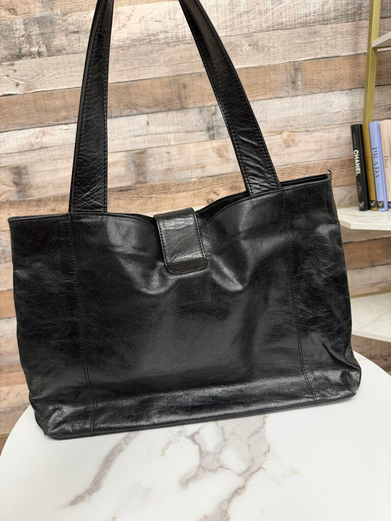 Hobo black leather tote bag