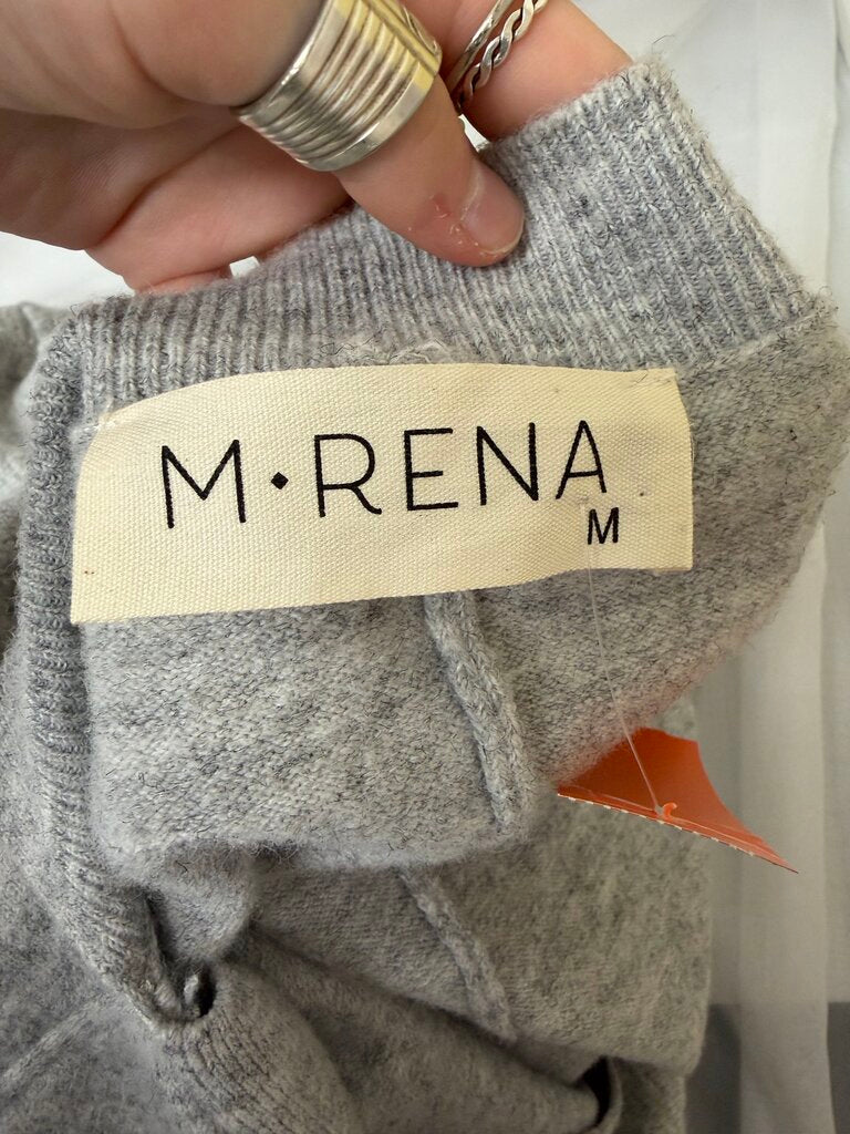 M-Rena gray v-neck button front cardigan