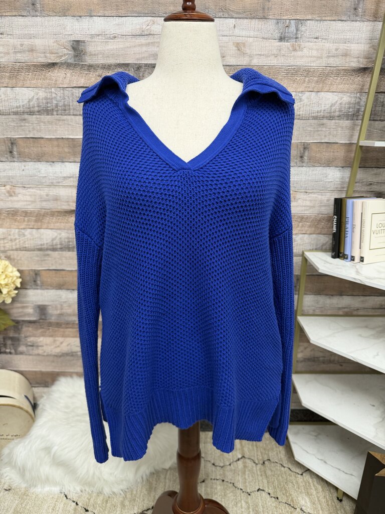 Lauren royal blue stand collar pullover sweater