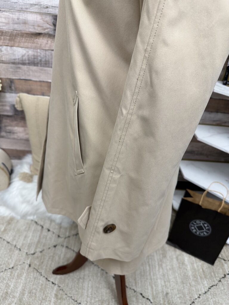 Weatherproof tan 3/4 length trench coat, hooded button down style Weatherproof tan large women JACKETS & COATS