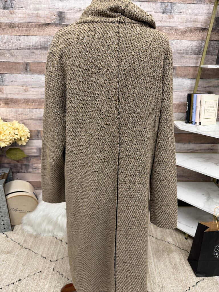 LUUKAA tan wool blend hooded wrap coat
