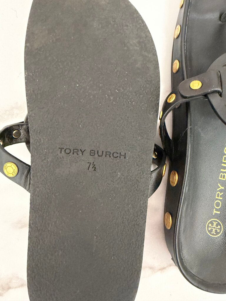 Tory Burch black leather thong sandal Miller Cloud