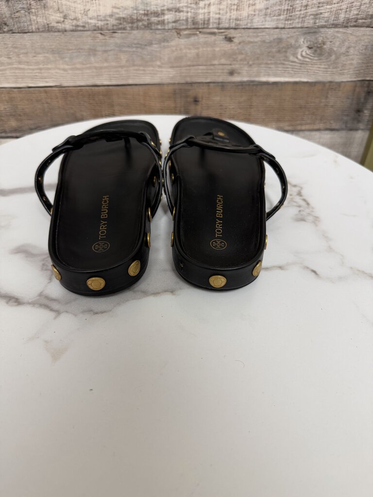 Tory Burch black leather thong sandal Miller Cloud