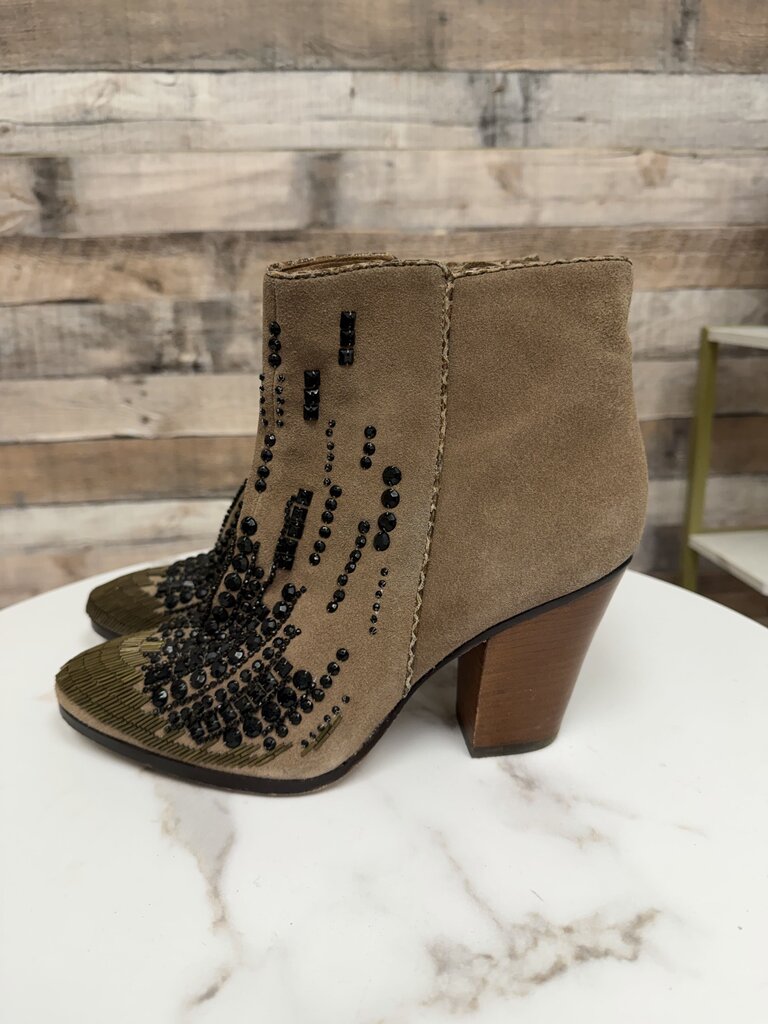 Donald Pliner brown with black embellishment western style bootie