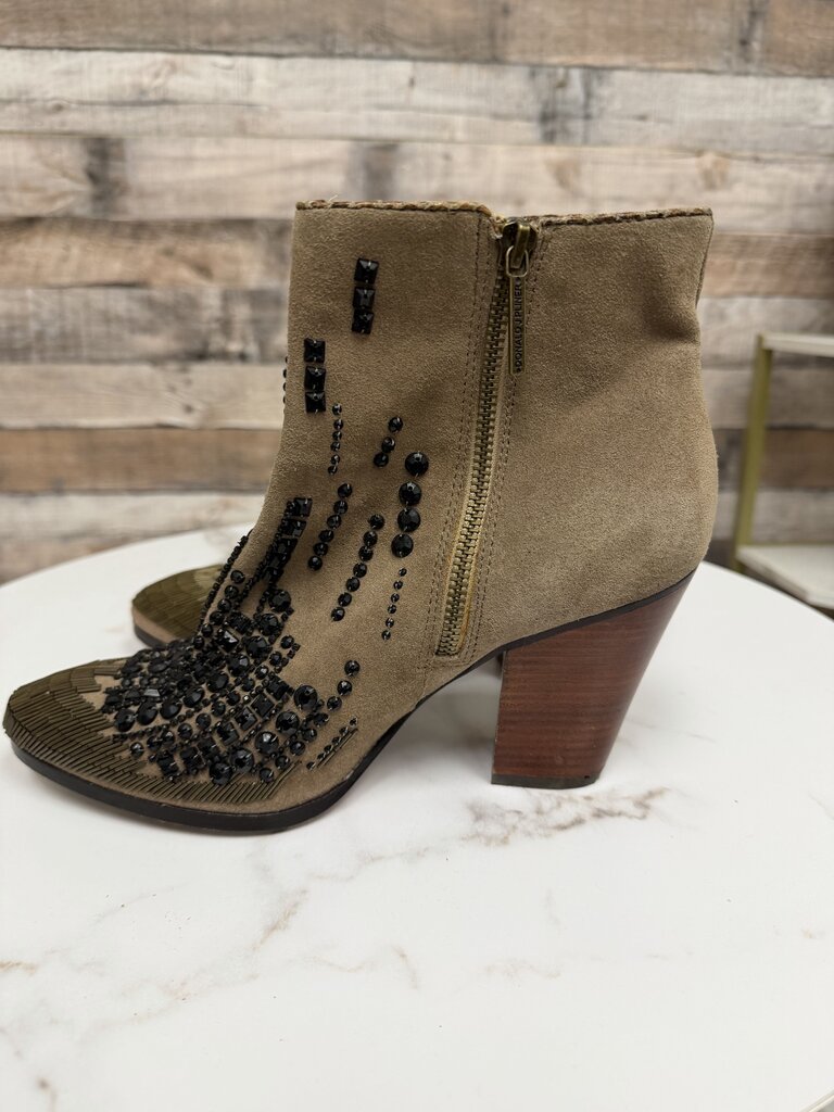 Donald Pliner brown with black embellishment western style bootie