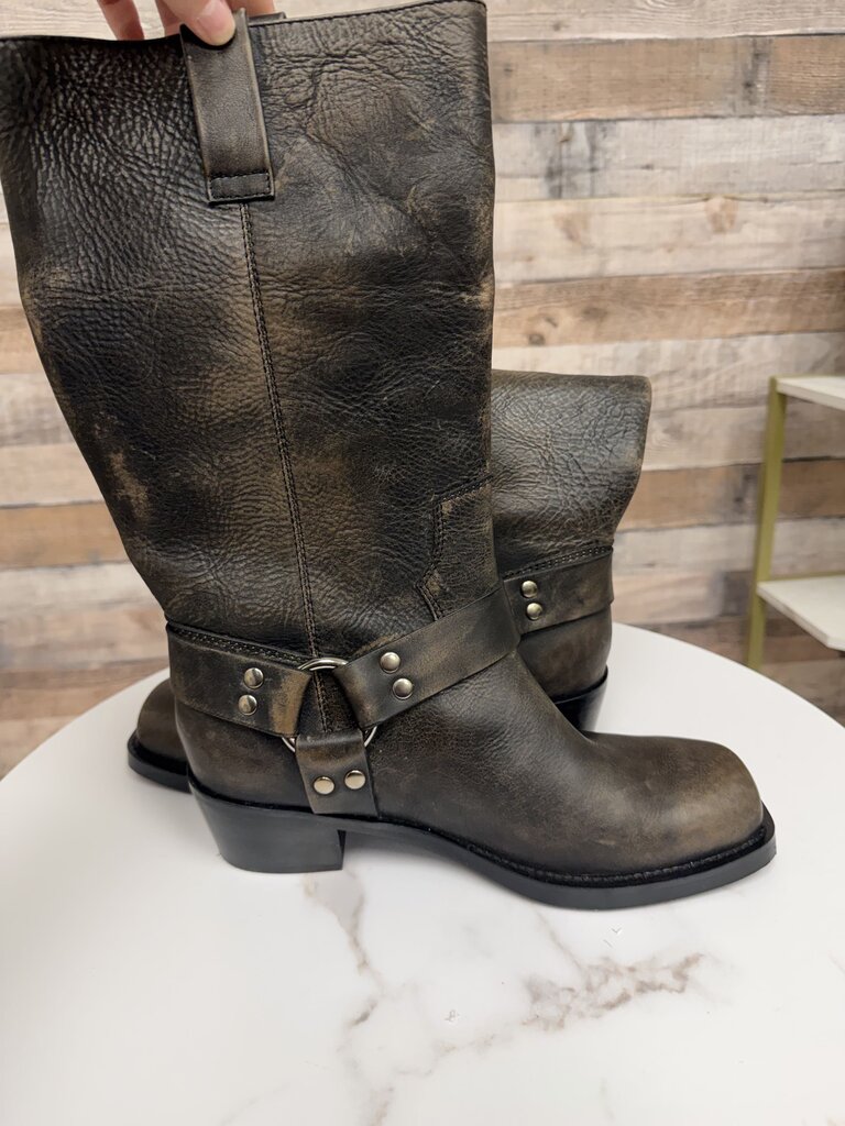 Silent D brown/black distressed moto boot