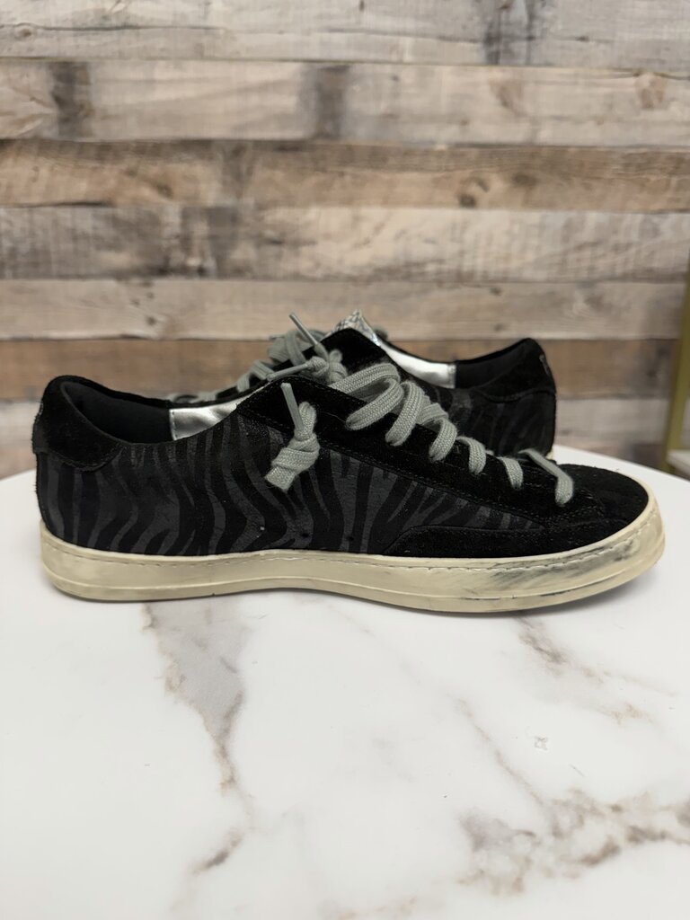 P448 black zebra suede and leather John low top