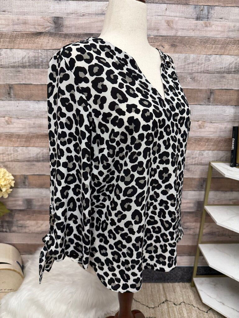 Michael Kors cheetah print tie sleeve blouse Michael Kors White/Black L women BLOUSES