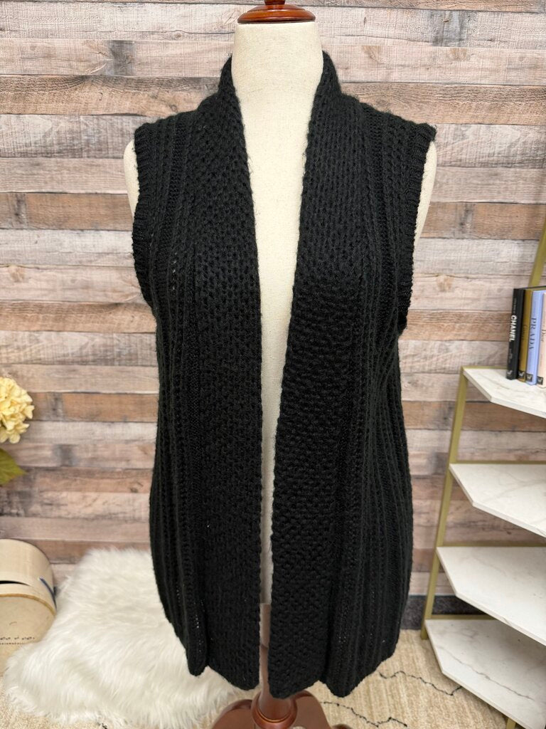 Chicos black sleeveless open front cardigan Chico's Black L women CARDIGANS