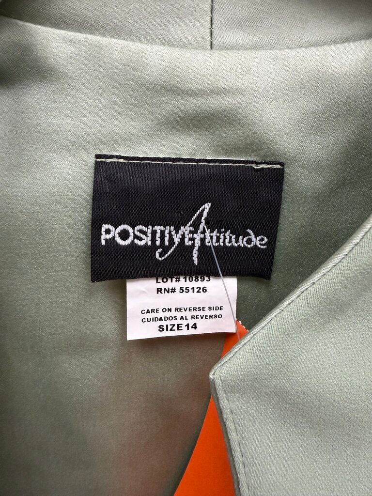 Positive Attitude sage green polyester skirt set
