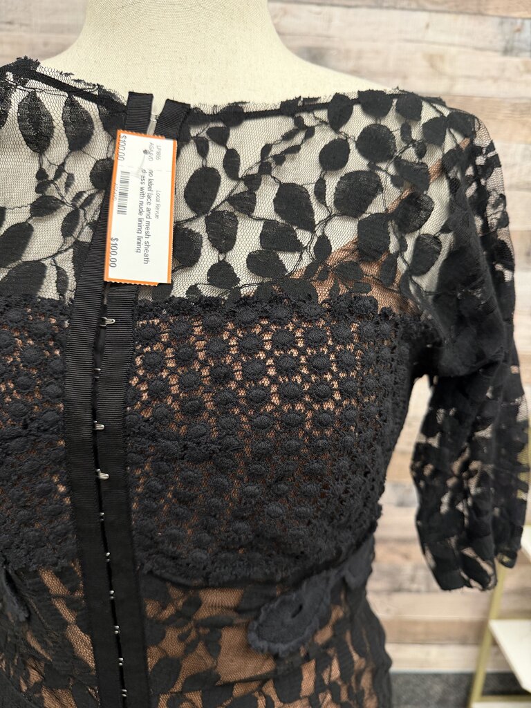 no label lace and mesh sheath dress with nude lining lining