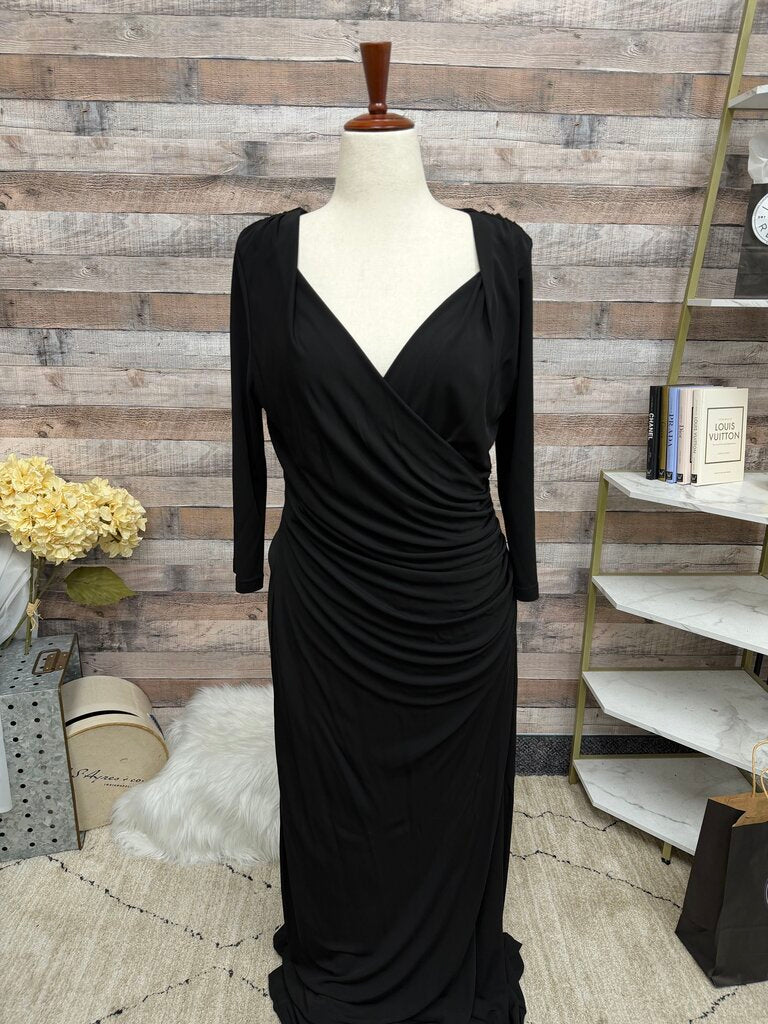 L.K. Bennett black draped cowl neck dress