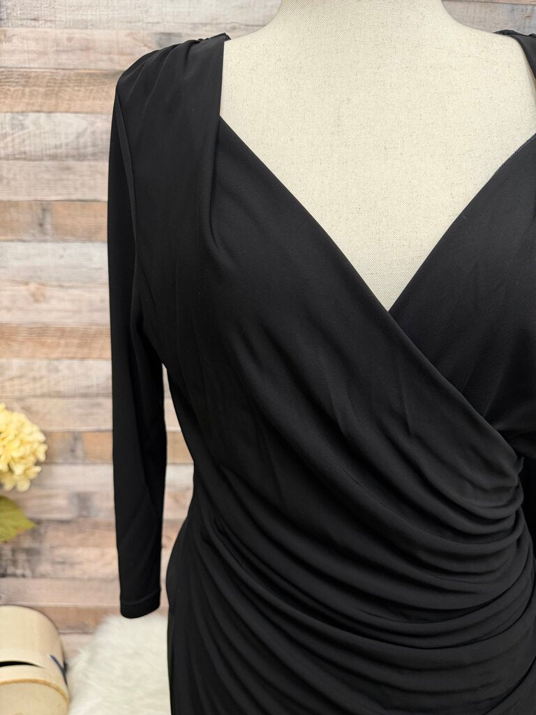 L.K. Bennett black draped cowl neck dress
