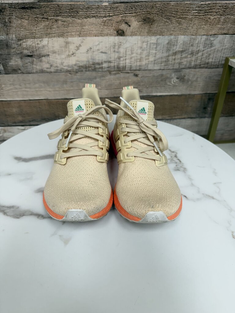 Adidas cream with neon accent Ultra boost DNA running shoe