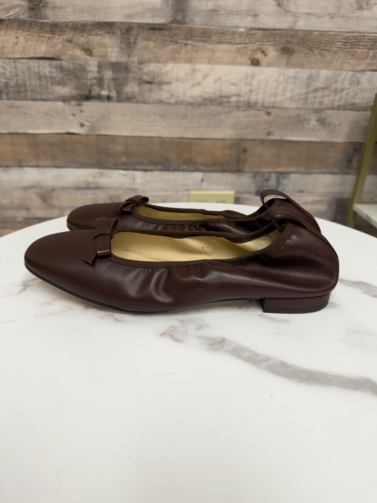 Alohas brown leather Freya ballet flats with bow detail