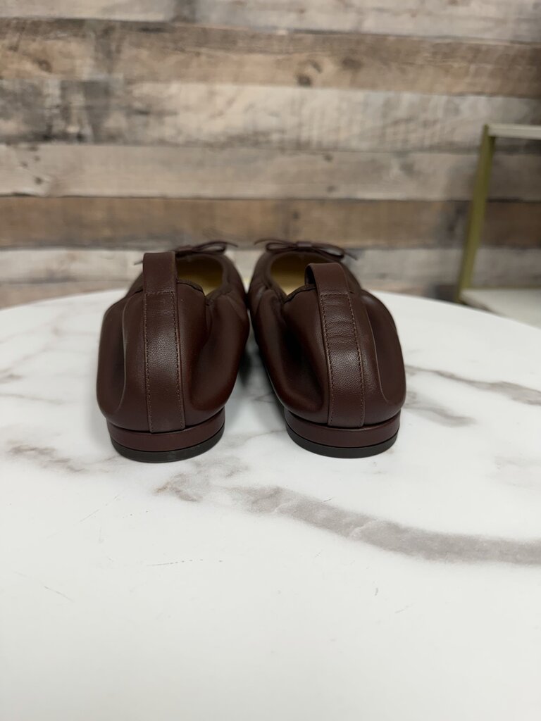 Alohas brown leather Freya ballet flats with bow detail