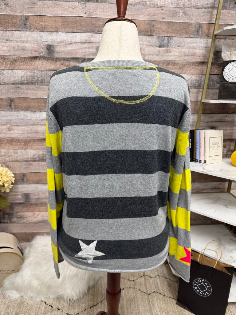 Lisa Todd gray stripes with stars Lucky Star pullover sweatersweater