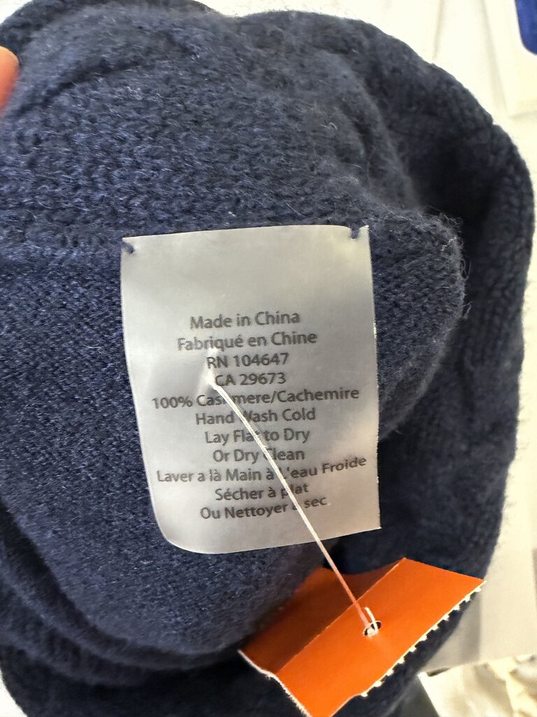 no label navy 100% cashmere poncho with pockets