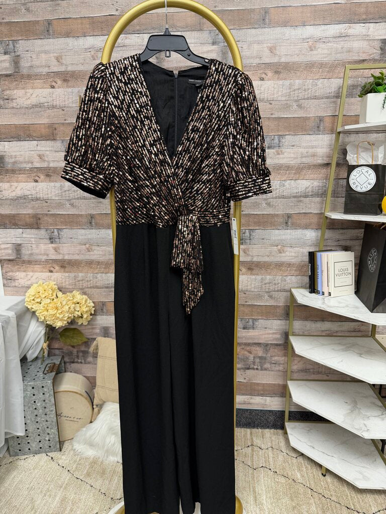 Maggie London black with gold sequin jumpsuit NWT
