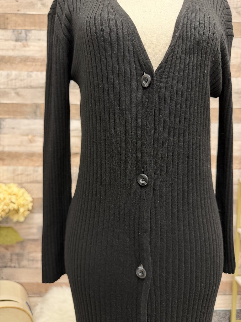 Victoria Secret black ribbed knit cardigan dress Victoria Secret black small women DRESSES