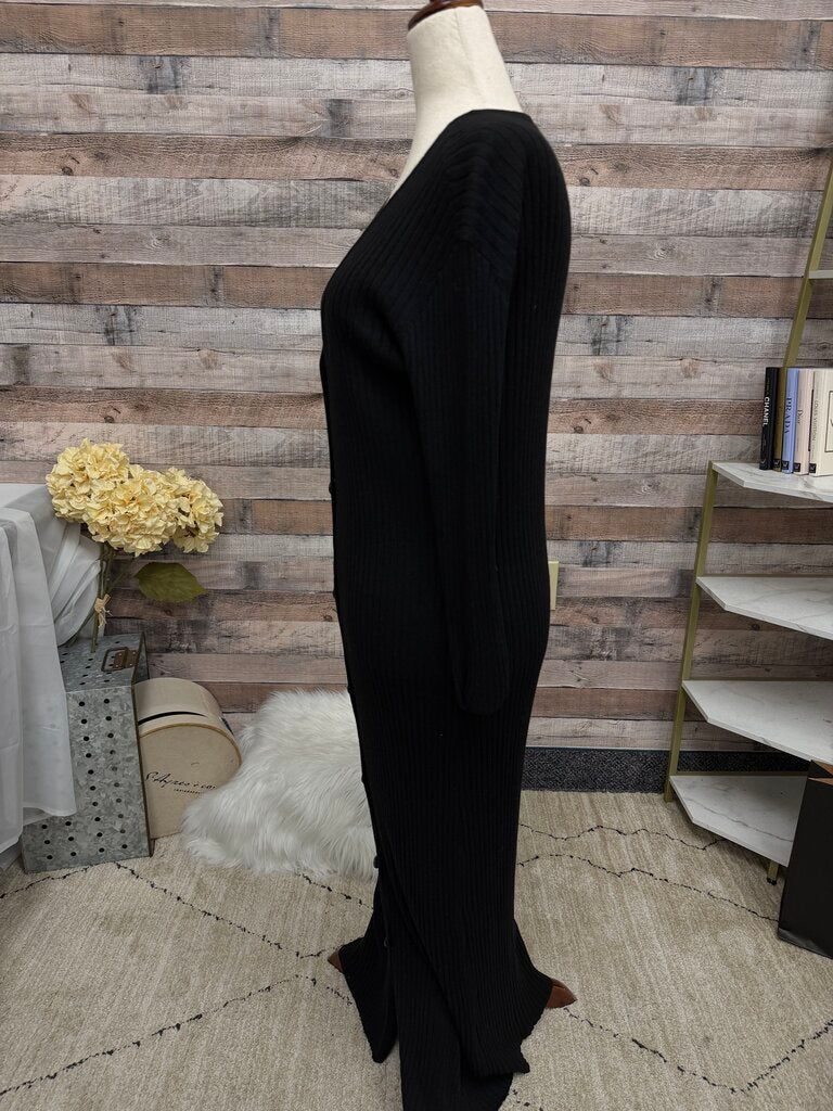 Victoria Secret black ribbed knit cardigan dress